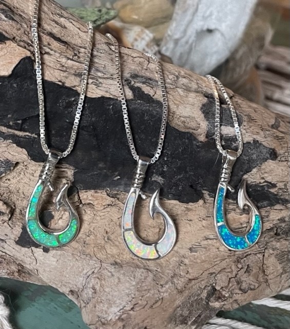 Opal Jewelry, Fish Hook Pendant, Fish Hook Jewelry