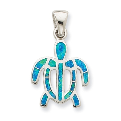 Blue Opal Sea Turtle Pendant