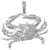 Sterling Silver Blue Crab Pendant (Large)
