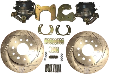 Slotted 9" Ford Econo Rear Disc Brake Kit with Emergency Brake Calipers