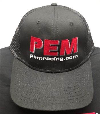 PEM HAT Black Trucker Style Mesh Back