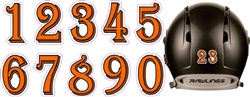 Baseball & Softball Batting Helmet Number Sheets - 0-9 full Team Colors, look like the Pros