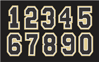 Golden Saints Football Helmet Number Sheets 0 - 9
