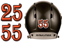 Knights Nation Baseball & Softball Batting Helmet Number Sheets - 0-9 full Team Colors, look like the Pros