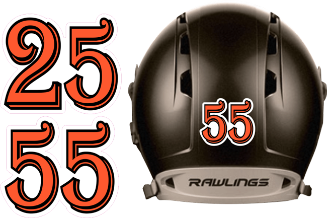 Knights Nation Baseball & Softball Batting Helmet Number Sheets - 0-9 full Team Colors, look like the Pros
