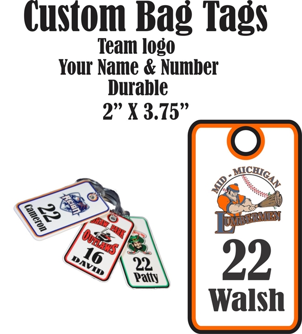 Mid Michigan Lumbermen Baseball Club Custom Baseball Bag Tags