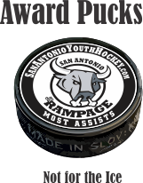 Custom Hockey Souvenir Game Puck Decals & Awards