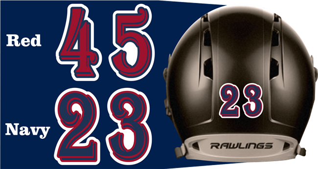 Twin City Titans Baseball Custom Individual Helmet Number Sheets