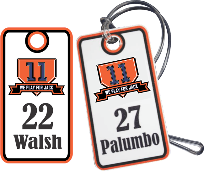 We Play For Jack Custom Baseball Bag Tags