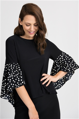 Joseph Ribkoff Polka Dot Ruffle Sleeve Top