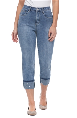 FDJ Suzanne Studded Cuff Roll Up Crop Jean