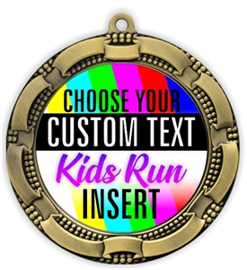 Kids Run Full Color Custom Text Insert Medal