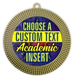 Academic Full Color Custom Text Insert Medal