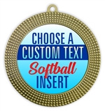 Softball Full Color Custom Text Insert Medal