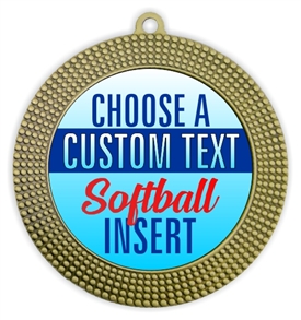 Softball Full Color Custom Text Insert Medal