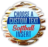 Softball Full Color Custom Text Insert Medal