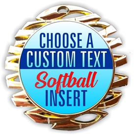 Softball Full Color Custom Text Insert Medal