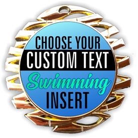 Swimming Full Color Custom Text Insert Medal