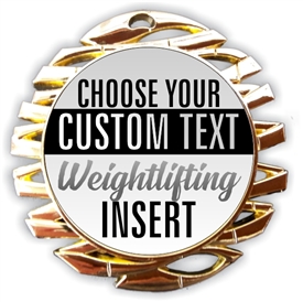 Weight Lifting Full Color Custom Text Insert Medal