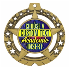 Academic Full Color Custom Text Insert Medal