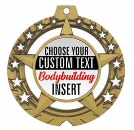 Female Body Building Full Color Custom Text Insert Medal