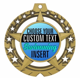 Swimming Full Color Custom Text Insert Medal