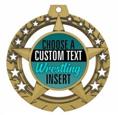 Wrestling Full Color Custom Text Insert Medal