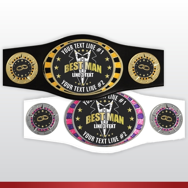 Champion Award Belt for Best Man, your text