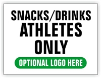 Race Finish Area Sign - Snacks and Drinks Athletes Only