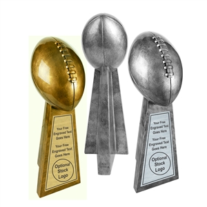Antique Gold or Silver Football Resin Award
