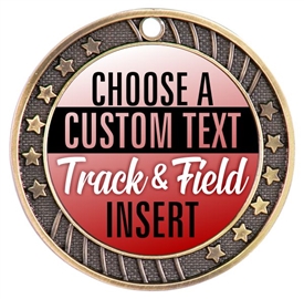 Track and Field Full Color Custom Text Insert Medal