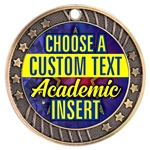 Academic Full Color Custom Text Insert Medal