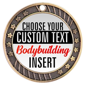 Female Body Building Full Color Custom Text Insert Medal