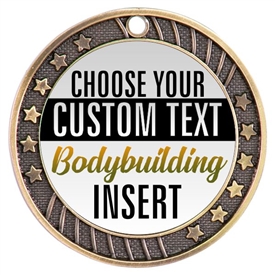 Male Body Building Full Color Custom Text Insert Medal