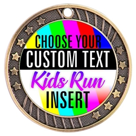 Kids Run Full Color Custom Text Insert Medal