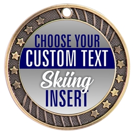 Skiing Full Color Custom Text Insert Medal