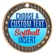 Softball Full Color Custom Text Insert Medal