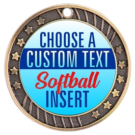 Softball Full Color Custom Text Insert Medal