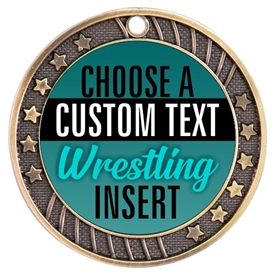 Wrestling Full Color Custom Text Insert Medal