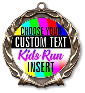 Kids Run Full Color Custom Text Insert Medal