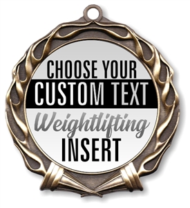 Weight Lifting Full Color Custom Text Insert Medal