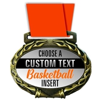 Custom Text Basketball Medal in Jam Oval Insert | Basketball Award Medal with Custom Text