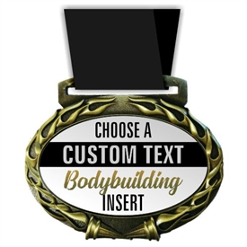 Custom Text Male Body Building Medal in Jam Oval Insert | Male Body Building Award Medal with Custom Text