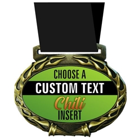 Custom Text Chili Cook-off Medal in Jam Oval Insert | Chili Cook-off Award Medal with Custom Text