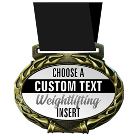 Custom Text Weight Lifting Medal in Jam Oval Insert | Weight Lifting Award Medal with Custom Text