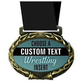 Custom Text Wrestling Medal in Jam Oval Insert | Wrestling Award Medal with Custom Text