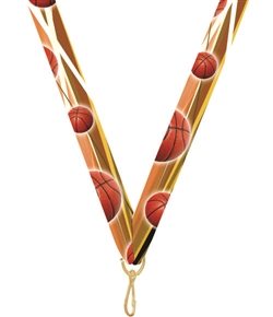 Basketball Snap Clip "V" Neck Medal Ribbon