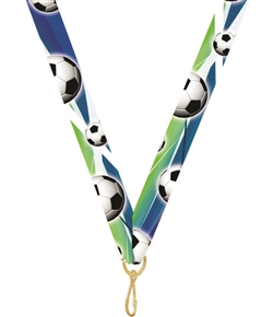 Soccer Snap Clip "V" Neck Medal Ribbon