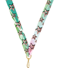 Stars - Multicolor Snap Clip "V" Neck Medal Ribbon