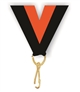 Black/Orange Snap Clip "V" Neck Medal Ribbon